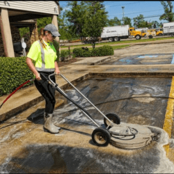 Power Washing Services on Parking Lot Pavement