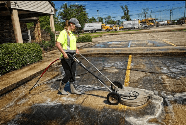 Power Washing Services on Parking Lot Pavement