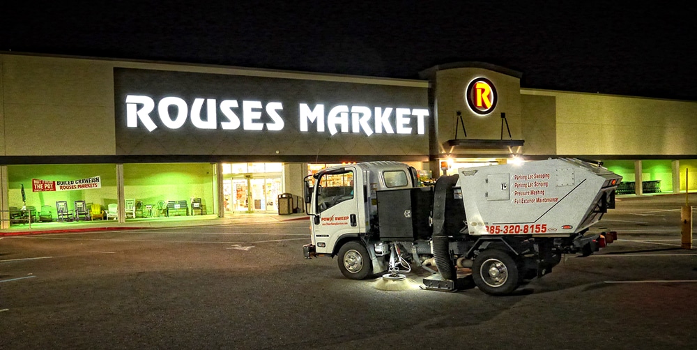 Power Sweeping for Retail Parking Lot with Truck